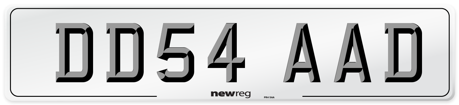 DD54 AAD Number Plate from New Reg